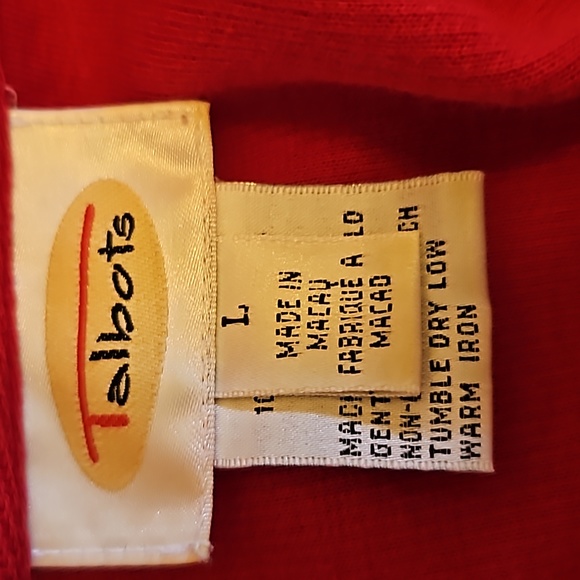 TALBOTS SWEATER ZIP UP TOP RED L LARGE 100% COTTON LIKE NEW - Picture 7 of 8